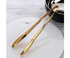 takemore7 Lebensmittel Zange, Edelstahl Küche Kochen Zange, rutschfest & Easy Grip Griff, 22,9 cm lang Zange für Kochen Lebensmittel Servieren Buffet Salat Grill Toaster, gold, Free Size