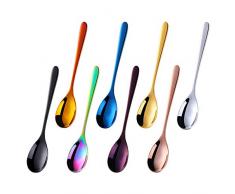 Do Buy® Edelstahl Dessertlöffel klein Kaffeelöffel Bunt Teelöffel 8 teilige 15cm Espressolöffel Eislöffel für Kaffee Tee Tasse Milch Keramik Becher, 8 Farben Kinder Löffel