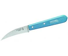 Opinel Erwachsene Gemüsemesser No. 114, Rostfreier Sandvik-Stahl, Gebogen, Hellblauer Buchenholzgriff Kochmesser, Mehrfarbig, One Size