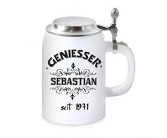 KMC-Austria Design Bierkrug mit Flachdeckel - Persönlicher personifizierter - Geniesser Name seit Jahreszahl