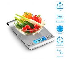 himaly Digitale Küchenwaage Edelstahl, Digitalwaage Briefwaage mit Tara-Funktion(5kg/1g), großem LCD-Display, Auto-Off, elektronische Waage für Nahrungsmittel, Backen, Kochen