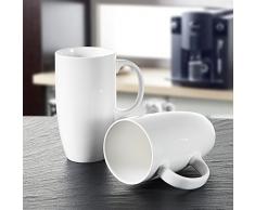 Panbado 2-teilig Große Kaffeetassen aus Weiß Porzellan, 550 ml Tassen Set, 5 Kaffeepott, Becher, Teetassen