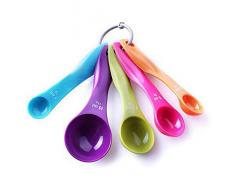 Qingsun Bunt Kunststoff Messlöffel Set Backwerkzeuge mit Lineale Mess (5 Stück)