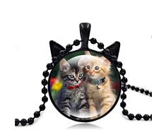 MXWY Halskettenlegierungsmänner Und Frauenkatzeohr-Glasserie 3 Geschenke