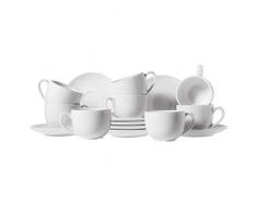 ComSaf Porzellan Espressotassen mit Untertassen, Kaffeetasse Tee Service Füllmenge 100ml, Weiß 8er-Set