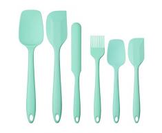 G.a HOMEFAVOR Teigschaber Silikon Hitzebeständig Teigspatel Set Spatel Silikon Spatula für Küche Backen 6-Teiliges Set mit 18/8 Edelstahlkern, Grün