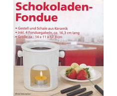 Schokoladen-Fondue aus Keramik inkl. 4 Fonduegabeln - ca. 14 x 11 x 12,3 cm
