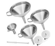 Trichter-Set, 4 Stück, 304 Edelstahl Trichter Set mit Griff Design und Abnehmbarem Sieb, ideal zum Übertragen von Flüssigkeiten, Flüssigkeiten, Trockenen Zutaten und Pulver