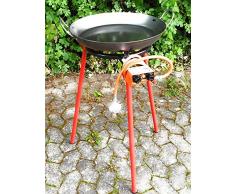 Zimmermann24de Schwere Eisenpfanne 50 cm Paellapfanne Gasbrenner Set Gasgrill Paella
