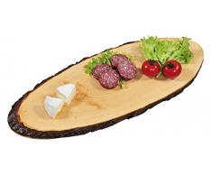 Kesper 2 Stück Rinden-Servierbrett, Brotzeitbrett, Jausenbrett, Größe: M, aus Erlenholz, ca. 400 bis 490 x 170 x 15 mm, in Hellbraun