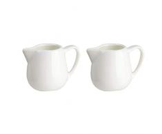 2 Stück Milchkännchen, Tougo 100 ml Milk Pitcher Milchschaumkännchen Milchkanne Klein aus Keramik, Perfekt für Kaffee Sahne Soße, Weiß