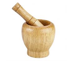 Holzmörser- und Stößel-Set, Handhandbuch Mörtel-Stößel-Set aus massivem dickem Holz, Mahlschale zum Zerkleinern/Mahlen von Knoblauch, Kräutern, Gewürzen, Pillen, Chilischoten usw