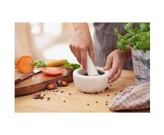 SIDCO Mörser mit Stößel Marmor weiß Granit Steinmörser Gewürzmörser mit Schlegel