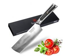 Sunnecko Hackmesser - 18cm Damastmesser Chinesisches Messer - Japanischer VG-10 Cored & 73-Schichten Damaststahl Klinge & G10 Griff für Haushaltsküchen - Elite Series.