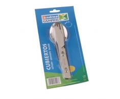 ibili 720200 Camping-Besteck-Set, Edelstahl, silber, 17.5 x 5 x 2 cm, 3 Einheiten