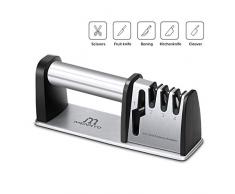 MENNYO Manuelle Messerschärfer Messerschleifer, 4 Stufen Messerschärfer Profi Knife Sharpener, Messer schärfen für Kochmesser, Küchenmesser, Messer und Scheren Küche, Rutschfestem