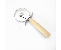 Heaviesk Runde Pizzaschneider Edelstahl mit Holzgriff Pizzamesser Cutter Gebäck Pasta-Teig Küche Backen-Werkzeuge