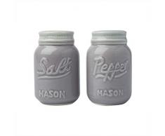 Comfify Vintage Mason Jar Salz & Pfeffer Streuer Bezauberndes dekoratives Mason Jar Dekor für Vintage-, Rustikal- und Shabby Chic-Liebhaber - Robustes Keramik in Grau - 3,5 oz. Kapazität