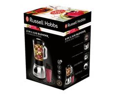 Russell Hobbs Standmixer Glas Steel 2-in-1, inkl. To-Go-Becher & Deckel, 1.5l Glasbehälter, Mixer 0.8 PS-Motor, Impuls-/Ice-Crush Funktion, mini Smoothie-Maker 23821-56