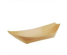 Papstar Fingerfood Schalen / Holzschalen Schiffchen (50 Stück) aus Kiefernholz pure, 25 x 10 cm, Innen 14.5 x 8 cm, dekorative Schalen für Gastronomie, Buffets und Partys, #84419