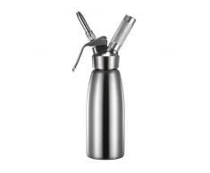 Baoniansoo Professioneller Schlagsahnespender 500ml ， Schlagsahnespender mit stabilem Edelstahlkörper und Kopf ， Verschenken Sie DREI dekorative Münder und eine kleine Haarbürste, Schaumballon Nicht