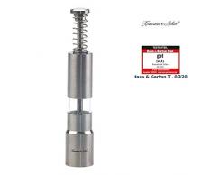 Rosenstein & Söhne Salzmühle: Manuelle Salz- & Pfeffermühle mit Druckknopf-Bedienung, Edelstahl (Gewürz-Mühle)