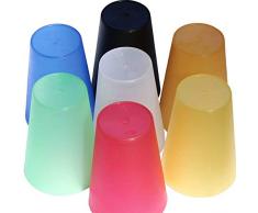 P-D-W 7 Kunststoff-Becher 350 ml mehrweg bruchsicher Mehrfarbig stapelbar Party-Wasser-Trink-Becher Plastik-Mehrweg-Becher