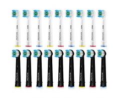 18 Stück Präzision Aufsteckbürsten Kompatible für Oral B Elektrische Zahnbürsten. 9er Weiß und 9er Schwarz. 100% weißere Zähne. von Betterchoi