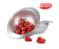 SKY LIGHT Sieb Küchensieb Seiher Edelstahl Ø 20 cm Grosse Micro-Perforiert für Gemüse Obst Küche Sieb Set, Nudelsieb, Küchensieb, spülmaschinengeeignet