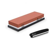 DDF IohEF [ Neuer Stil ] Schleifstein, Körnung 1000/6000 Abziehstein Wetzstein Professionell 2-IN-1 Doppelseitiger Messerschärfer mit Rutschfestem Silikonhalter und Messer-Halter für Messer