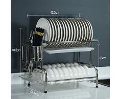 EOVL Abtropfgestell 2and 3 Etagen Abtropfgitter Geschirrständer Geschirrabtropfer mit Besteckhalter und Auffangschale/C