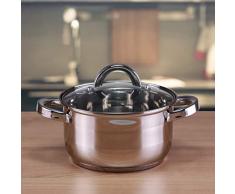 DecoKing 2,2L Kochtopf Ø 18 cm mit Deckel und Henkeln Edelstahl Silber Roger