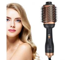 RLBUNZ One-Step Haartrockner Warmluftbürste, 4 in 1 Multifunktionale Heißluftbürste Haarglätter Hair Styler Lockenbürste Volumenbürste, Negativ-Ionen Heißluftkamm Föhnbürste für Alle Haartypen