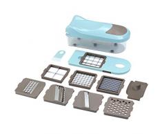 NANGE Gemüseschneider Mit 8 Austauschbare Klingen,Vierkantreibe Edelstahl Multireibe Küchenreibe Mit,Schneidemaschine Gemüsehobel Auffangbehälter,Gemüse Schneider Würfel Hobel - Gemüsehobel Set