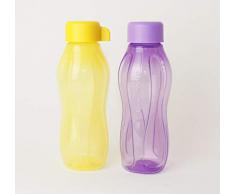 TUPPERWARE EcoEasy to Go Trinkflasche EcoEasy Ökoflasche 2X 310ml GELB/LILA Flasche + Eitrenner