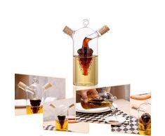 AILZNN 2 In 1 Essig Und Ölspender, Glas Olive Öl Essig Menage Drizzler Mit Weintraube, 10 Unzen Öl Und Essigspender, Kochgeschirr Spender Flasche