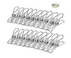 Ruesious Wäscheklammern Edelstahl 2.4 Zoll Edelstahl Waescheklammern für Handtuch, Kleidung, Socken (100 Stück)