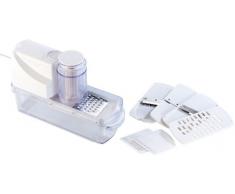 Rosenstein & Söhne Elektrische Gemüsereibe: Elektrische Universalreibe mit 8 Reibe-Einsätzen aus Edelstahl und ABS (Elektrischer Gemüseschneider)