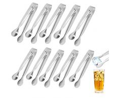 HALOVIE Edelstahl Zuckerzange Set 10 Stücke,Eiswürfelzange Süßigkeiten Zange Zucker Clip Spaghetti Servierzange Salatzange Gebäckzange 11cm für Hochzeit Party Candy Bar Büfett Grill Picknick