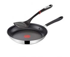 Tefal G43504 Jamie Oliver Induktion Pfanne 24cm + Tefal Pfannenwender, Edelstahl Pfannen mit Antihaftbeschichtung, Induktionsherd geeignet, Antihaft Bratpfanne, Genieteter ergonomischer Edelstahlgriff
