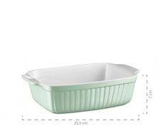 Mäser 931485 Serie Kitchen Time, Auflaufform klein, rechteckig, ideal auch für Lasagne, als kleine Backform und Tiramisu-Form, kratz- und schnittfeste eckige Ofenform, 25,5 x 16 x 7 cm, Keramik, Grün