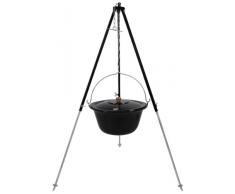 Grillplanet Original ungarischer Gulaschkessel 15 Liter emailliert | Dreibein-Gestell 130cm Teleskopgestell Kettenhöhenverstellung mit Gulasch-Topf, Suppentopf mit Deckel | Kesselgulasch Topf im Set