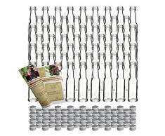 60er Set leere Mini Glasflaschen Lang 20 ml Glasfläschchen kleine Flaschen incl. Schraubverschluss, Likörflaschen zum selbst Abfüllen Schnapsflaschen Essigflaschen Ölflaschen