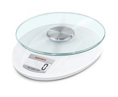 Soehnle Digitale Küchenwaage Roma mit 5 Kilo Tragkraft und 1-g-Wiegepräzision, Waage mit praktischer Zuwiegefunktion (TARA), elegante Waage für die Küche mit LCD-Anzeige und Abschaltautomatik, weiß