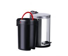 Hailo T2 S, Mülleimer aus Edelstahl, 4 Liter, Müllbeutel-Klemmung, Anti-Rutsch-Fuß, Tragegriff, made in Germany, 0704-039