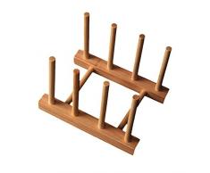 Milopon Abtropfgestel Abtropfhalter Abtropfständer Küche Geschirrkorb Tellerständer aus Bambus-Holz für Teller, Tassen, Buch Geschirrtrockner Abtropfgestell Tellerständer (Bambus)