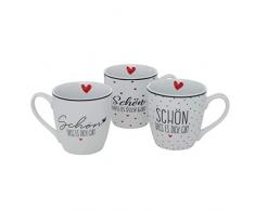 Boltze 3er Set Jumbobecher 480ml XL Kaffeetassen SCHÖN DAS ES Dich GIBT Tassen Freunde Liebe Kumpel Freundin Kaffeepott Porzellan