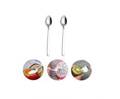 DoBestLJZ 2 Stück Edelstahl Grapefruit Löffel Saw-Tooth Kratzen Löffel Obst Gemüse Tools Poliert Fruchtlöffel für Baby