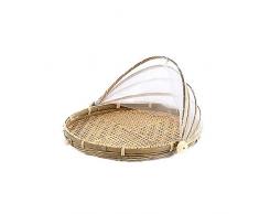 Cratone Brot-Korb Picknickkorb Mit Gaze Obstschale Mit Fliegenschutz Insektenschutz Cover-Hand-Woven Korb Obstschale Mit Fliegenschutzhaube Bambus Schale Korb Aus Bambus Geflochten Dekorativ