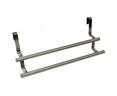 com-four® Doppel-Handtuch-Halter Geschirrtuchhalterung aus Edelstahl 40cm